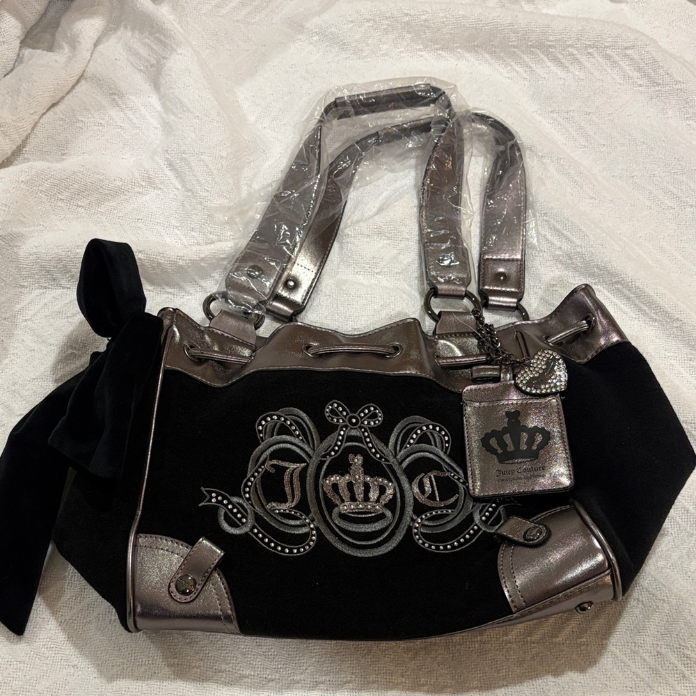 Juicy Couture Black and Metallic Shoulder Bag